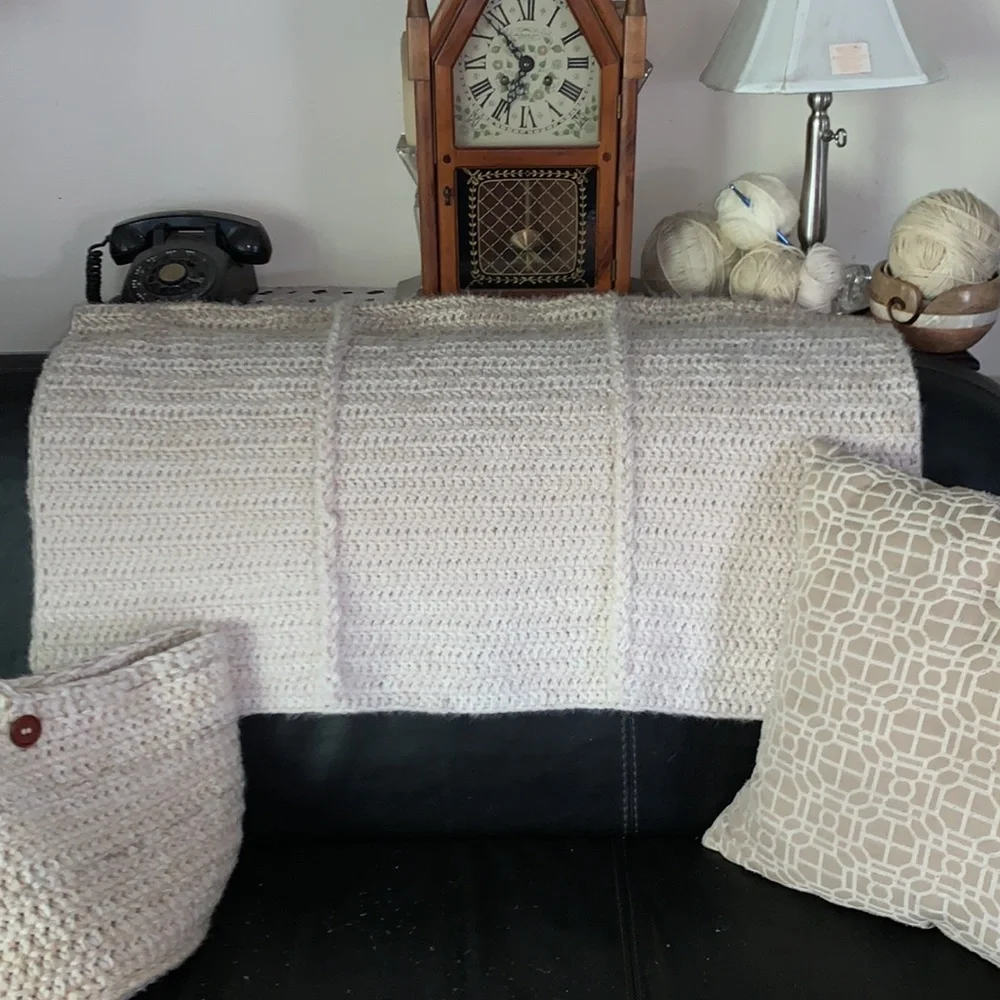 Soft Double Threaded Ombré Handmade Crochet Throw Blanket with Two Ribs - Picture 4 of 17